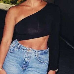 Black One-Shoulder body suit